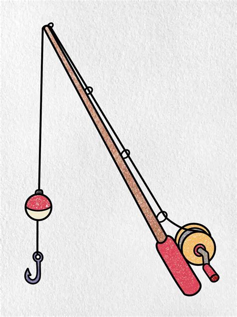 fishing rod drawing easy